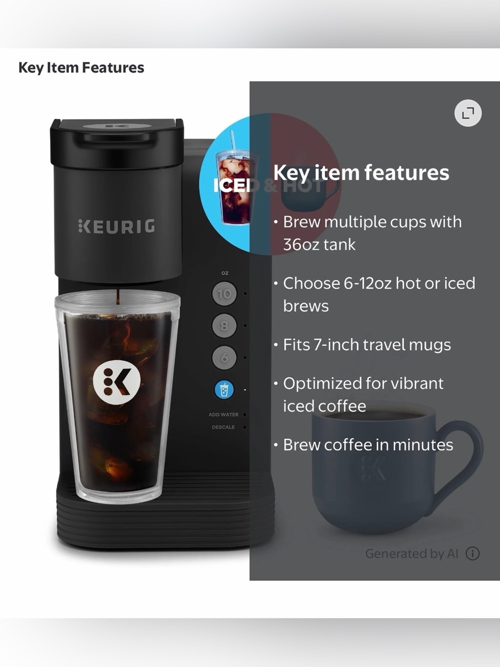 Keurig Single-Serve Coffee Maker Black with Blue Mug